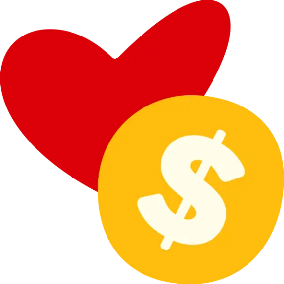Illustration of dollar sign with heart
